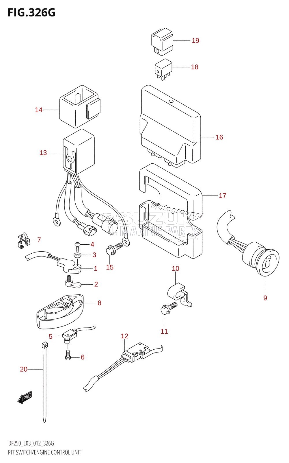 PTT SWITCH /​ ENGINE CONTROL UNIT (DF250ST:E03)