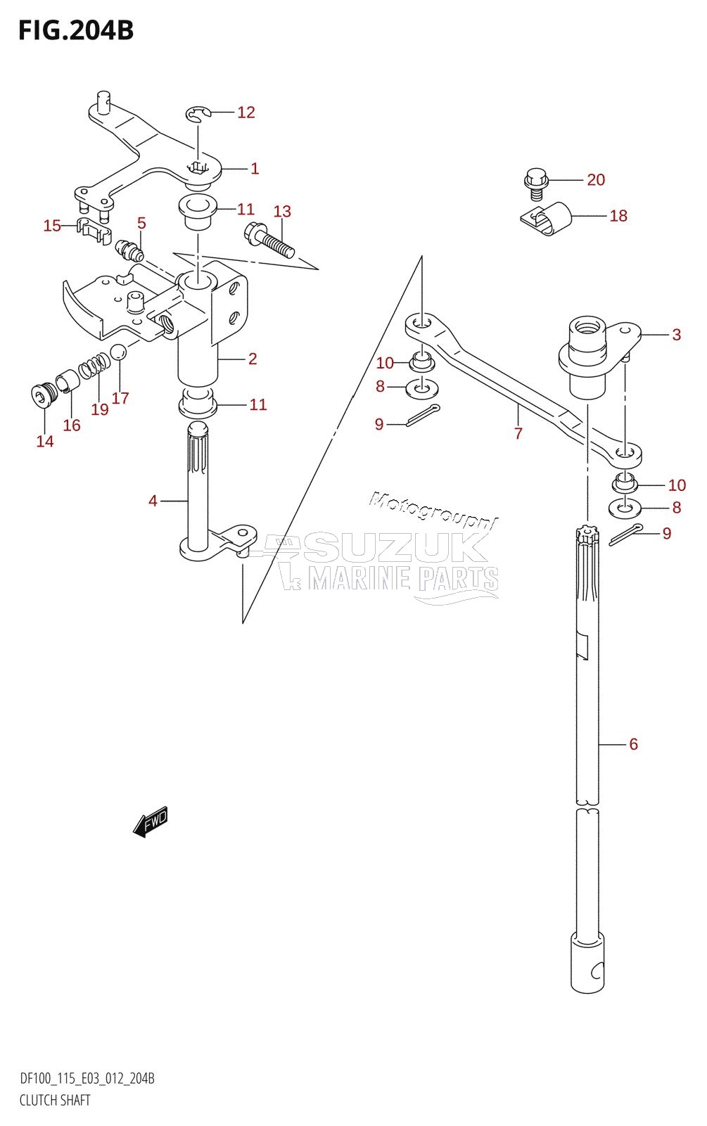 CLUTCH SHAFT (DF115T:E03)