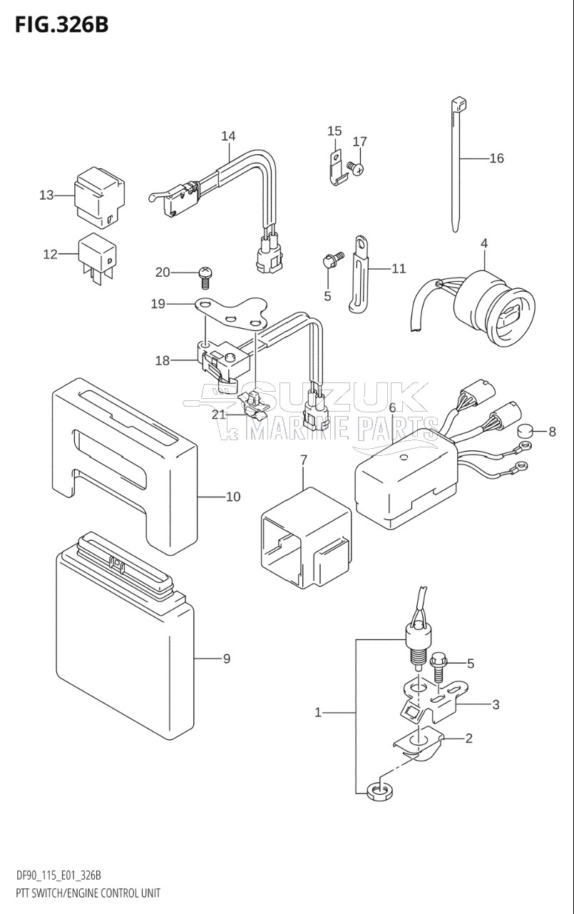 PTT SWITCH / ENGINE CONTROL UNIT (K4,K5,K6,K7,K8,K9,K10,011)