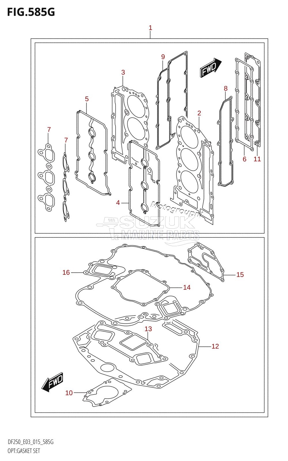 OPT:GASKET SET (DF250ST:E03)