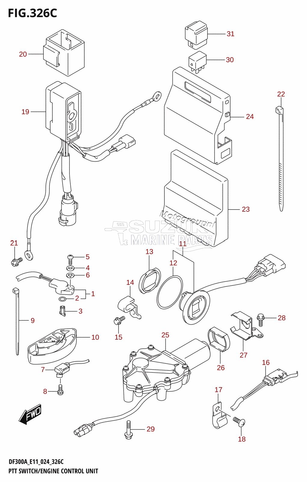 PTT SWITCH /​ ENGINE CONTROL UNIT (DF250A)