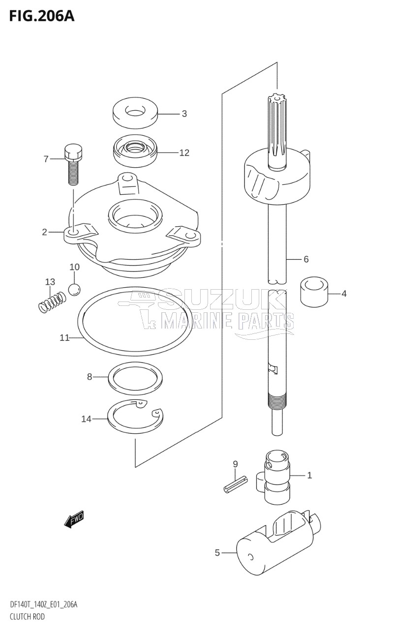 CLUTCH ROD (DF140T,DF140WT)