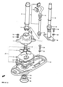 DT25 From 02503-405316-407354 ()  1984 drawing WATER PUMP