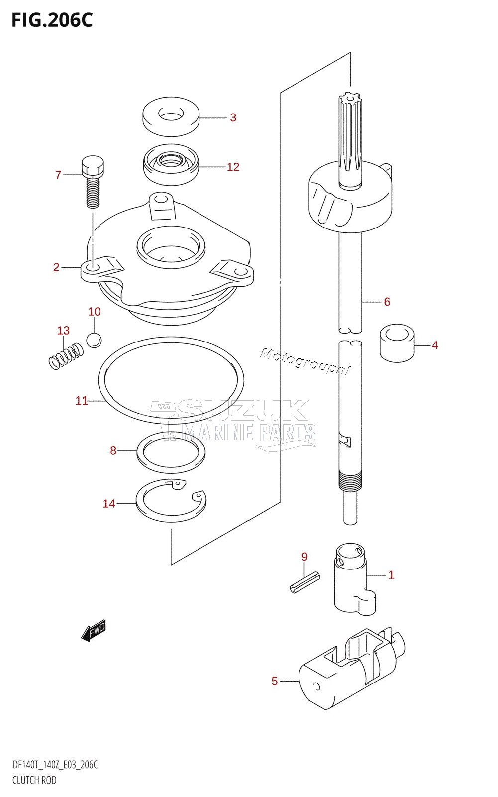 CLUTCH ROD (DF140Z:(K2,K3,K4,K5,K6))