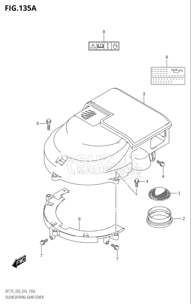 SILENCER / RING GEAR COVER (DF150T:E03)