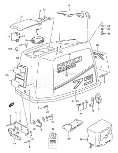 DT75T From 07501-231001 ()  1992 drawing ENGINE COVER (DT75TC /​ MODEL:89~94)