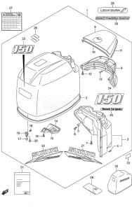 Outboard DF 150 drawing Engine Cover (Black) (Model: TG/ZG)