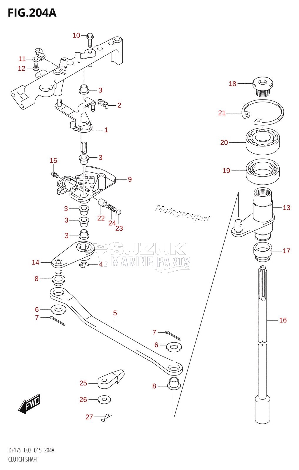 CLUTCH SHAFT (DF150T:E03)