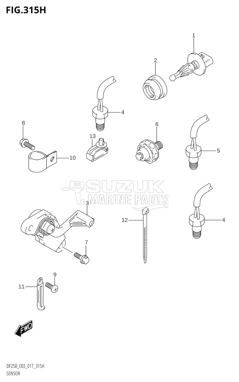 SENSOR (DF250ST:E03:X-TRANSOM)