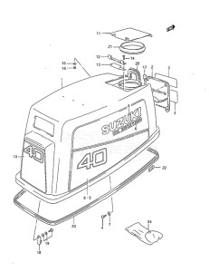 Outboard DT 40 drawing Engine Cover (1986 to 1988)