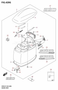 DF225T From 22503F-040001 (E01 E03 E40)  2020 drawing ENGINE COVER ((DF250T,DF250Z):020)