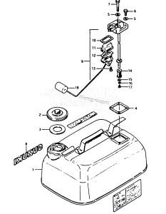 DT5 From F-10001 ()  1985 drawing FUEL TANK (NEW TYPE /​ DT9FE13)