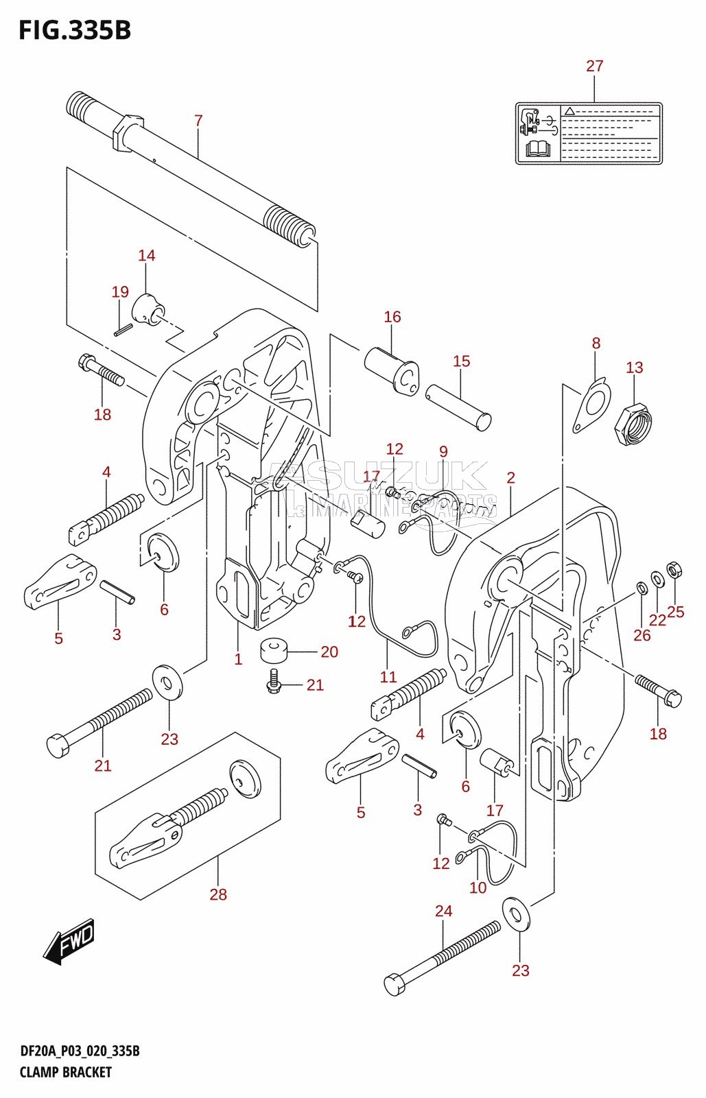 CLAMP BRACKET (DF9.9BT,DF9.9BTH,DF15ATH,DF20AT,DF20ATH)