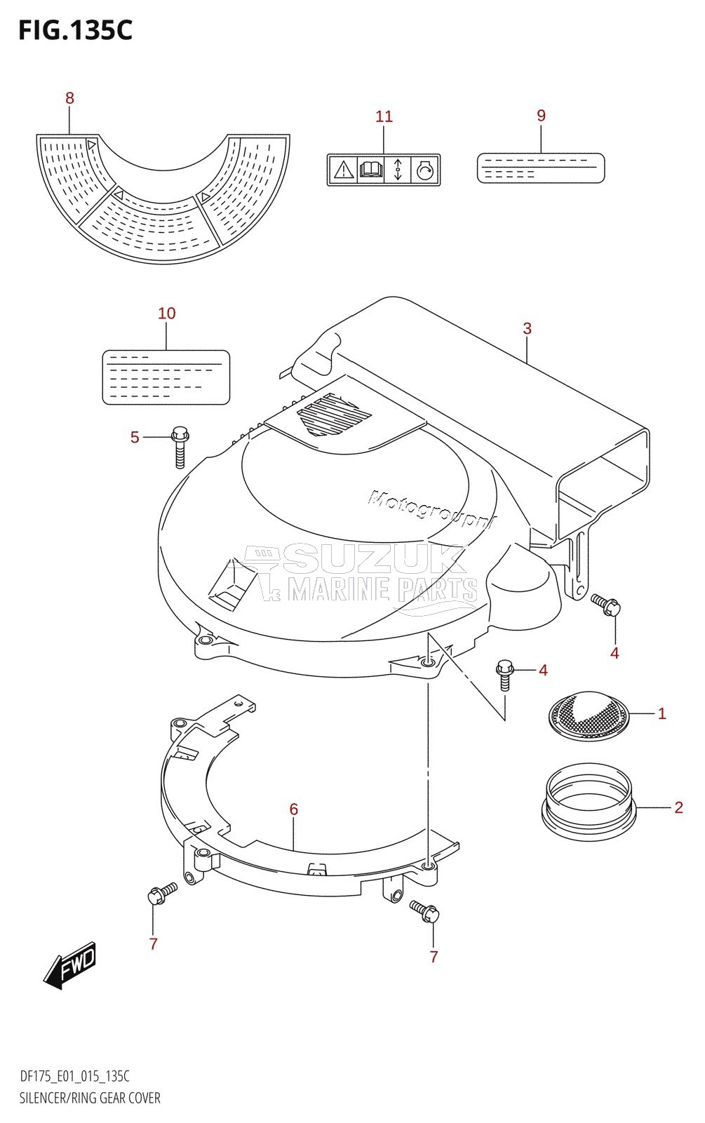 SILENCER /​ RING GEAR COVER (DF150TG:E01)