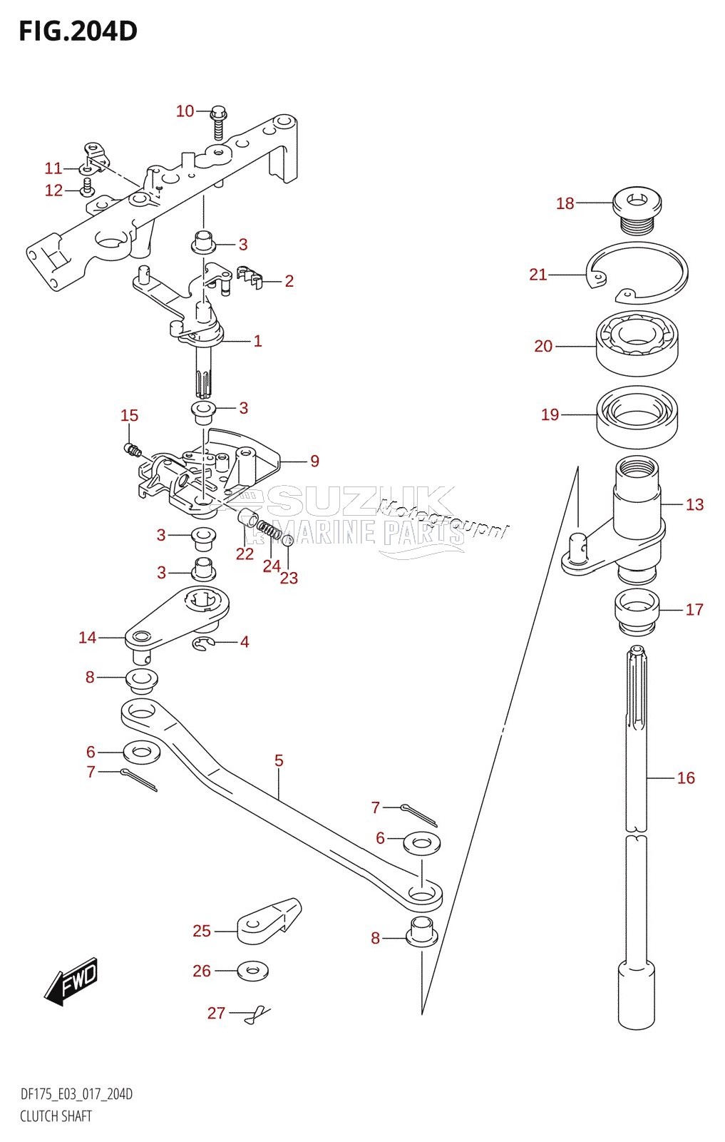 CLUTCH SHAFT (DF175Z:E03)