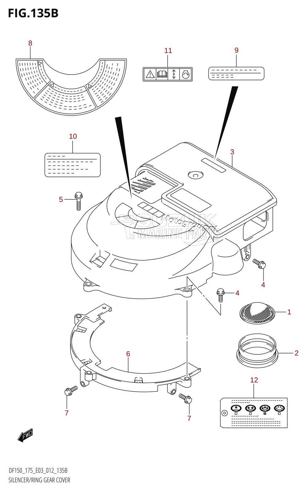 SILENCER /​ RING GEAR COVER (DF150Z:E03)