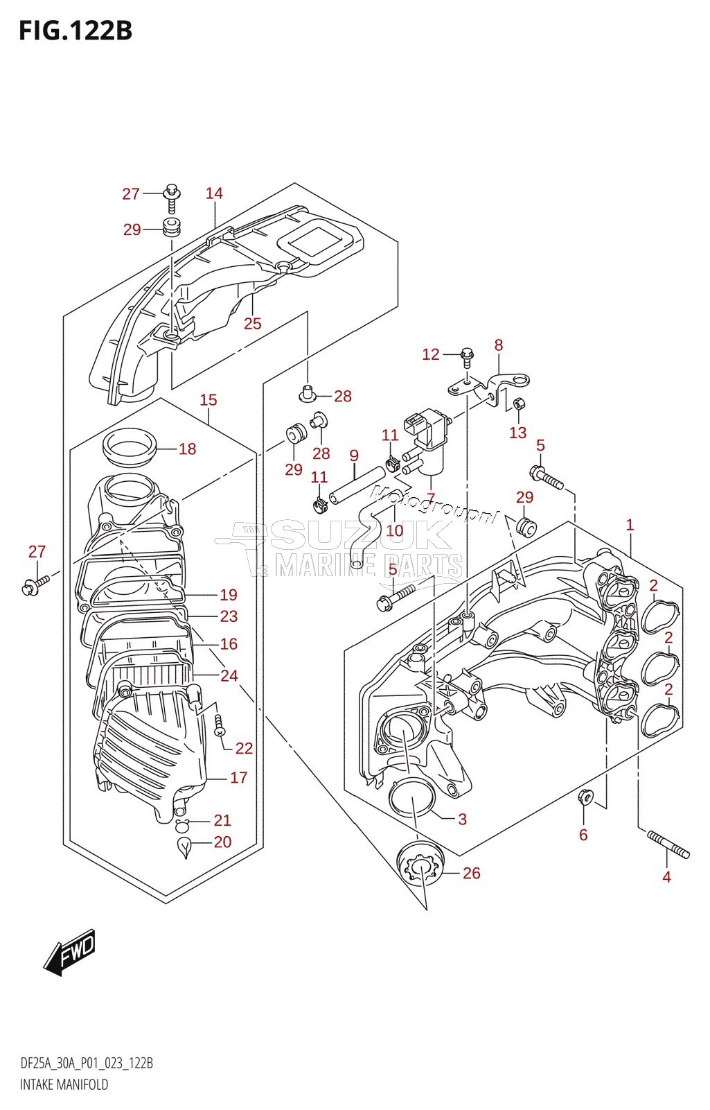 INTAKE MANIFOLD (021:(DF25A,DF25AR,DF25AT,DF25ATH),(022,023):(DF25A,DF25AT,DF25ATH))