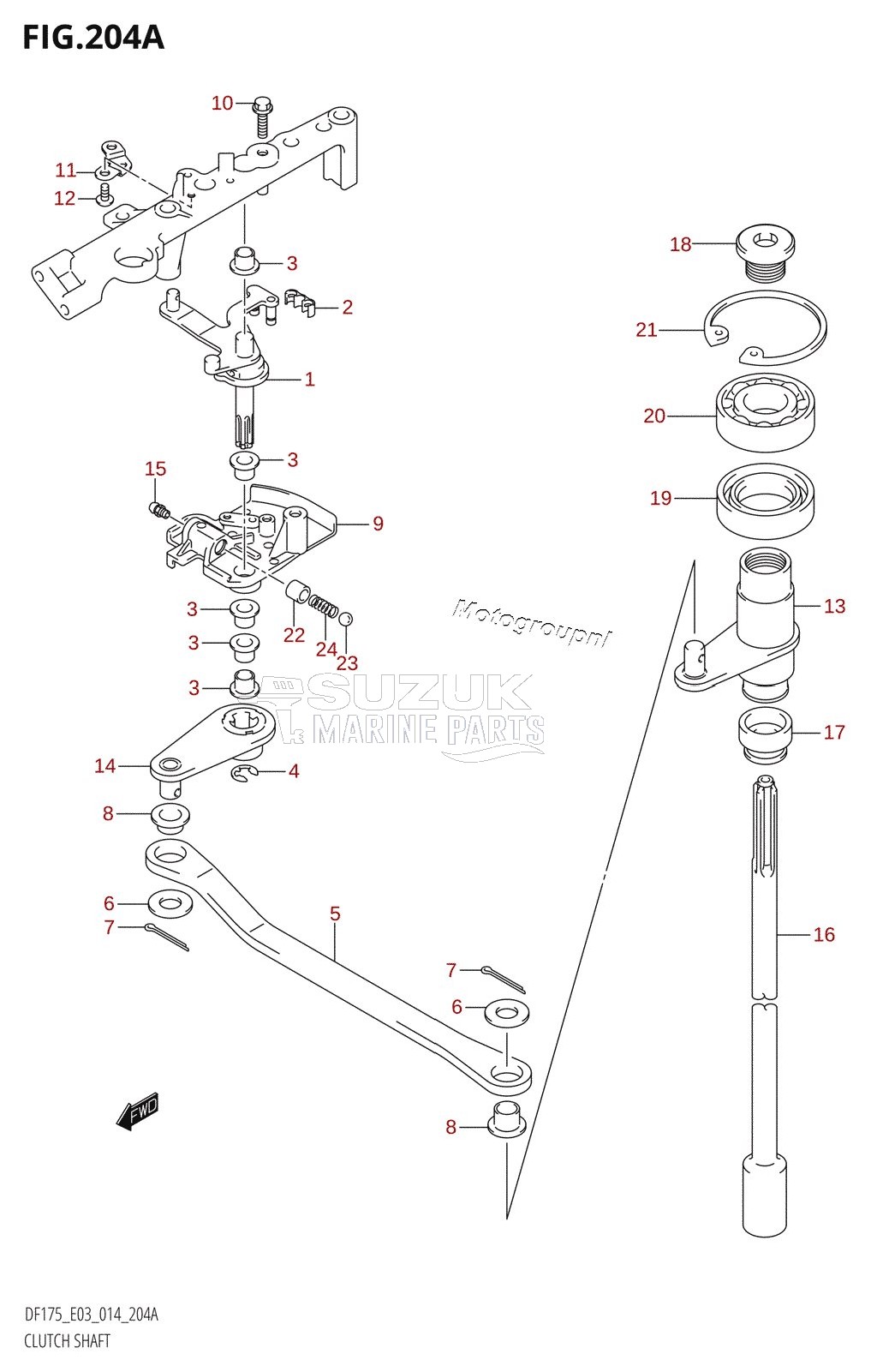 CLUTCH SHAFT (DF150T:E03)