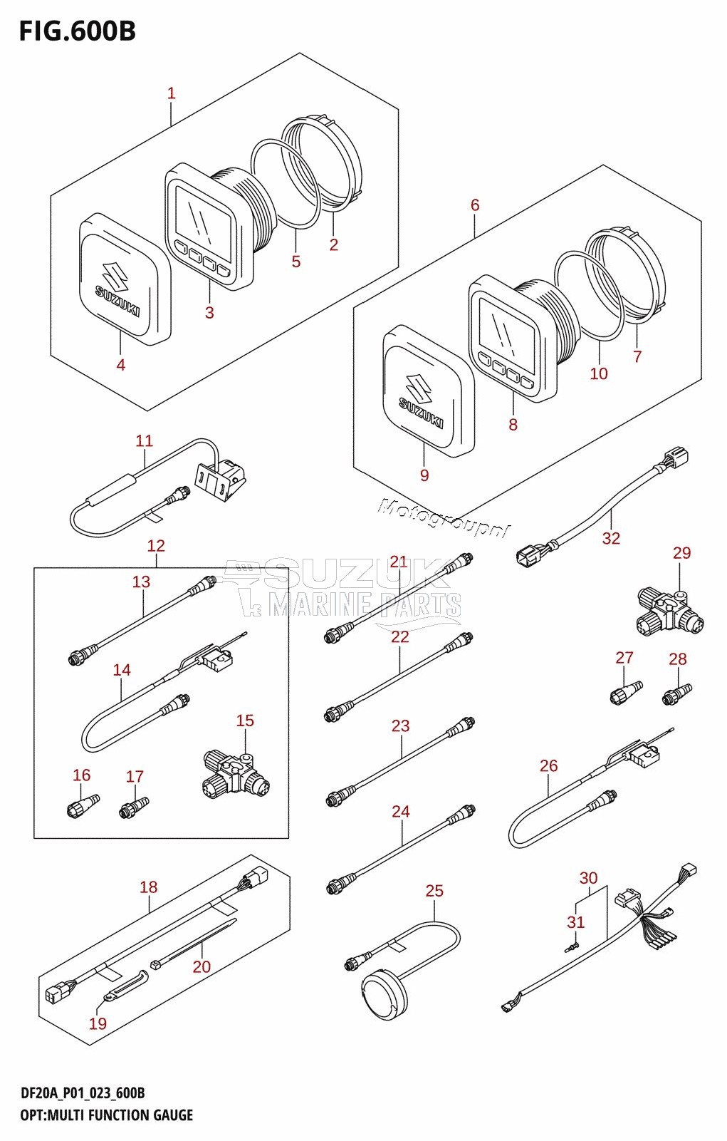 OPT:MULTI FUNCTION GAUGE ((DF9.9B,DF9.9BR,DF9.9BT,DF15A,DF15AR,DF15AT,DF20A,DF20AR,DF20AT):(022,023))