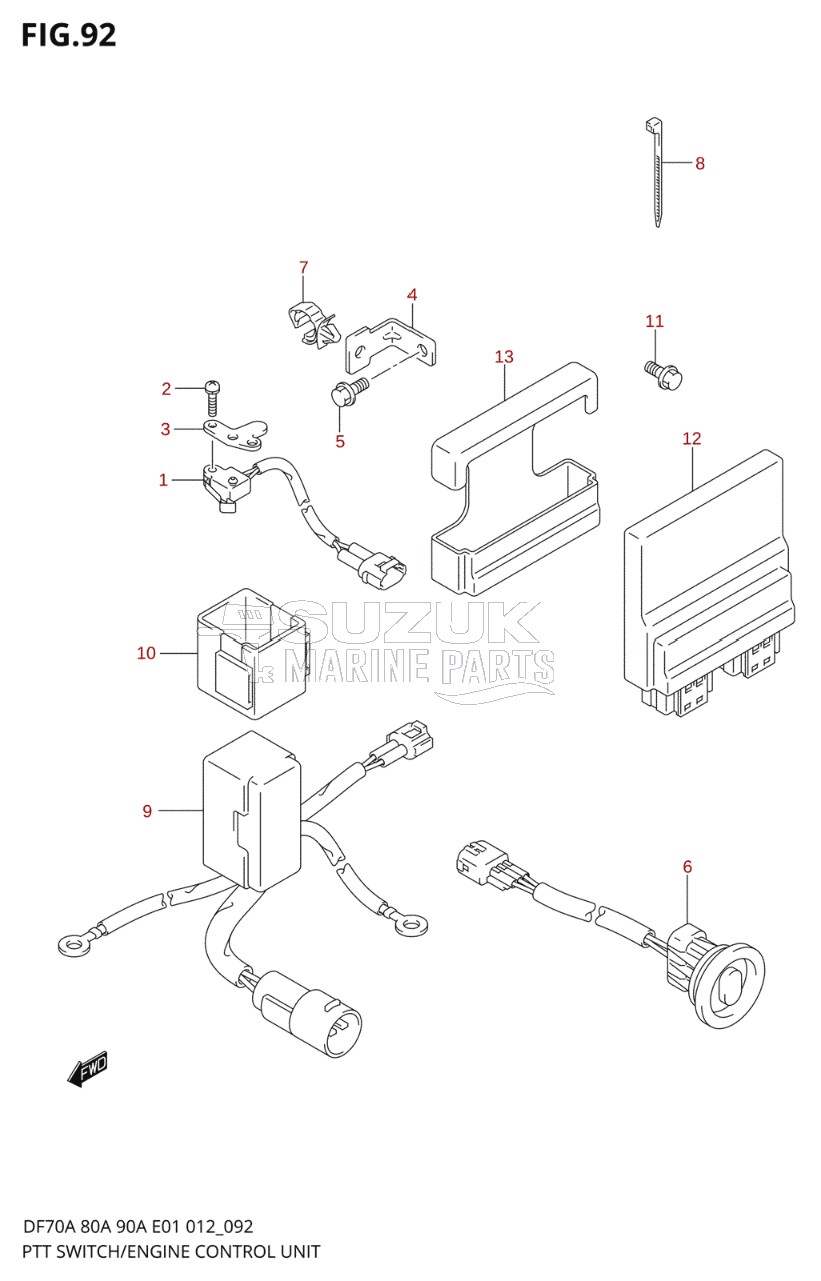 PTT SWITCH / ENGINE CONTROL UNIT (DF70ATH E40)