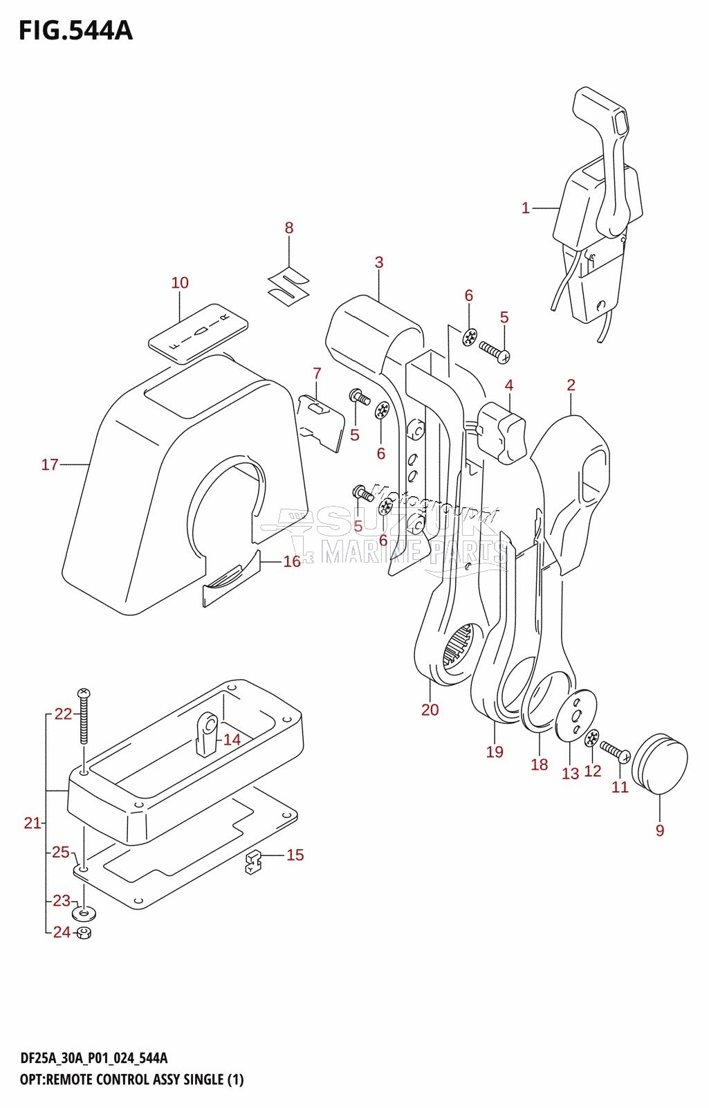 OPT:REMOTE CONTROL ASSY SINGLE (1) (DF25AT,DF30AR,DF30AT,DF30ATH)