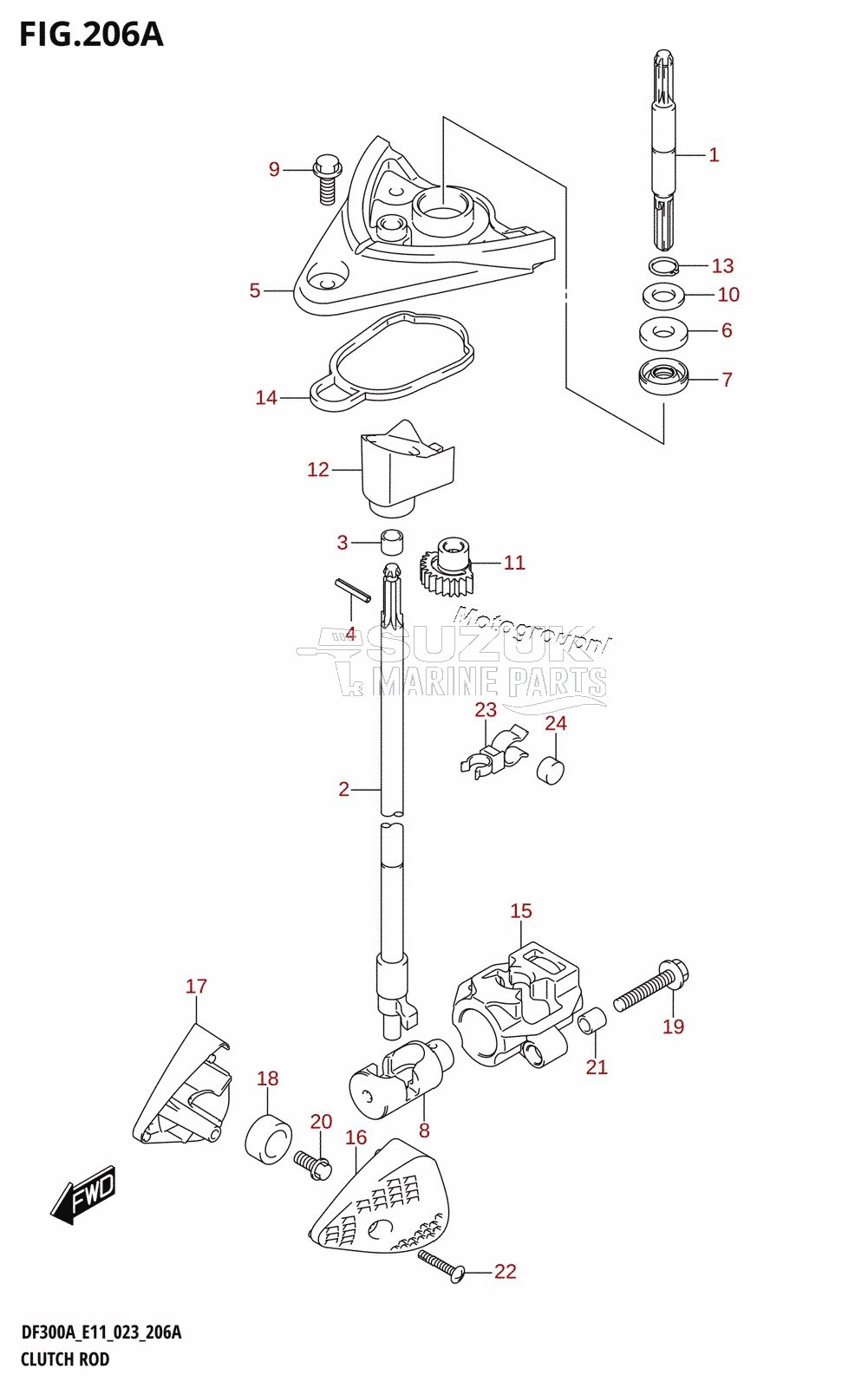 CLUTCH ROD (DF300A,DF250A)