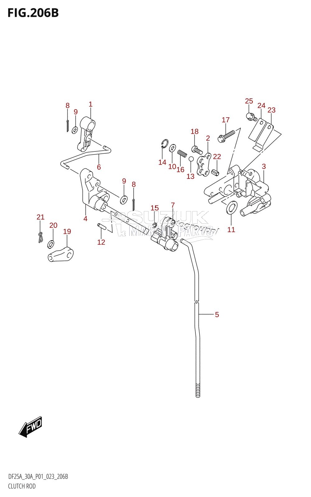 CLUTCH ROD (DF25AR,DF25AT,DF30AR,DF30AT)