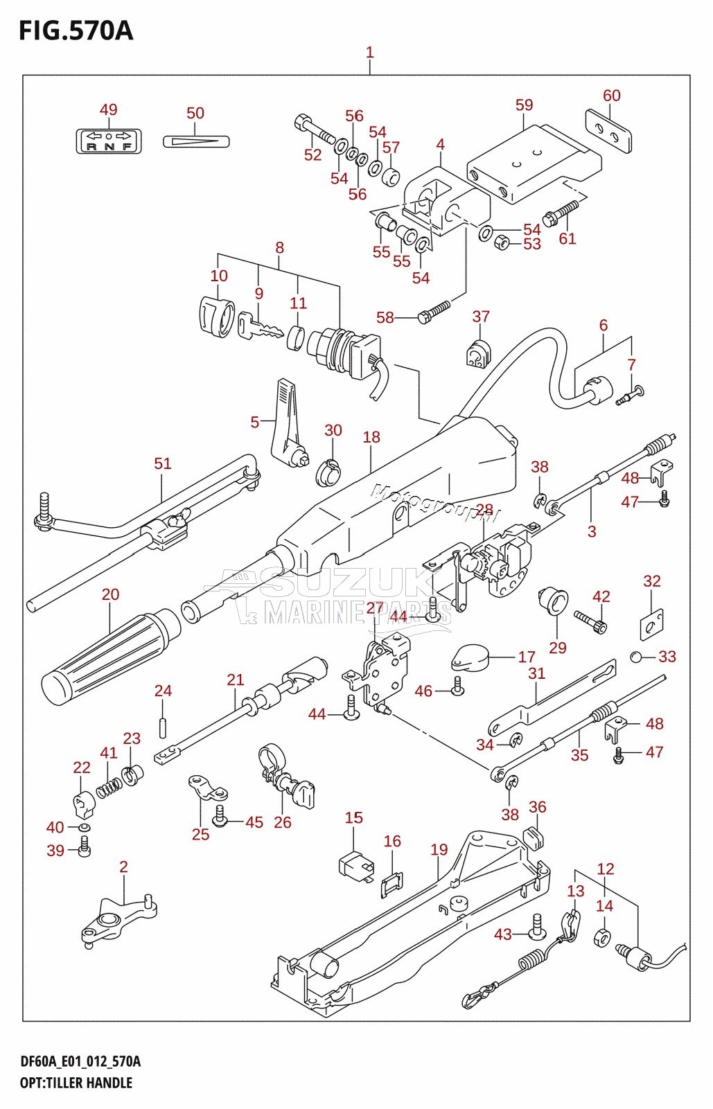 OPT:TILLER HANDLE (DF40A:E01)