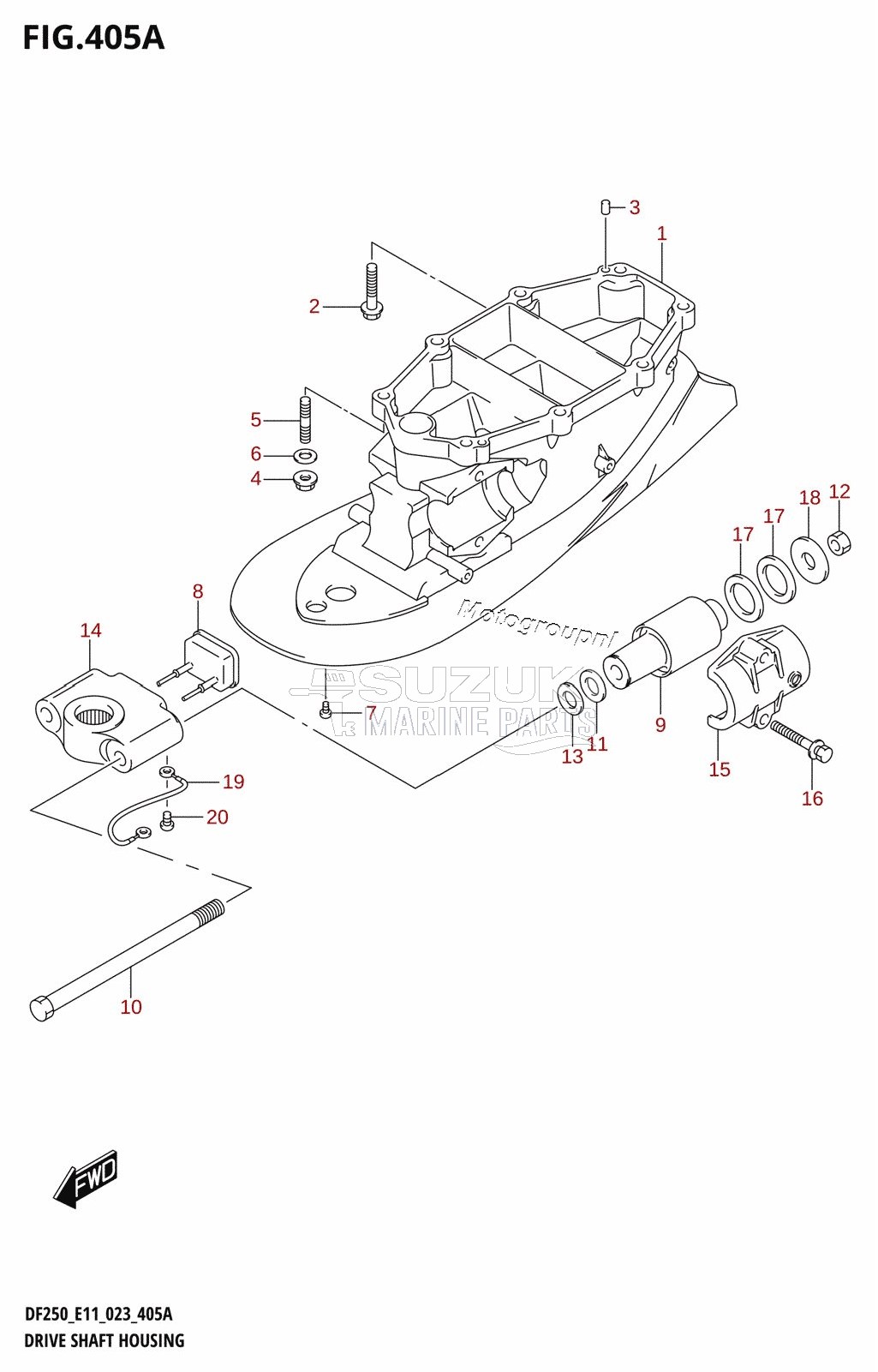 DRIVE SHAFT HOUSING (DF200T:L-TRANSOM)