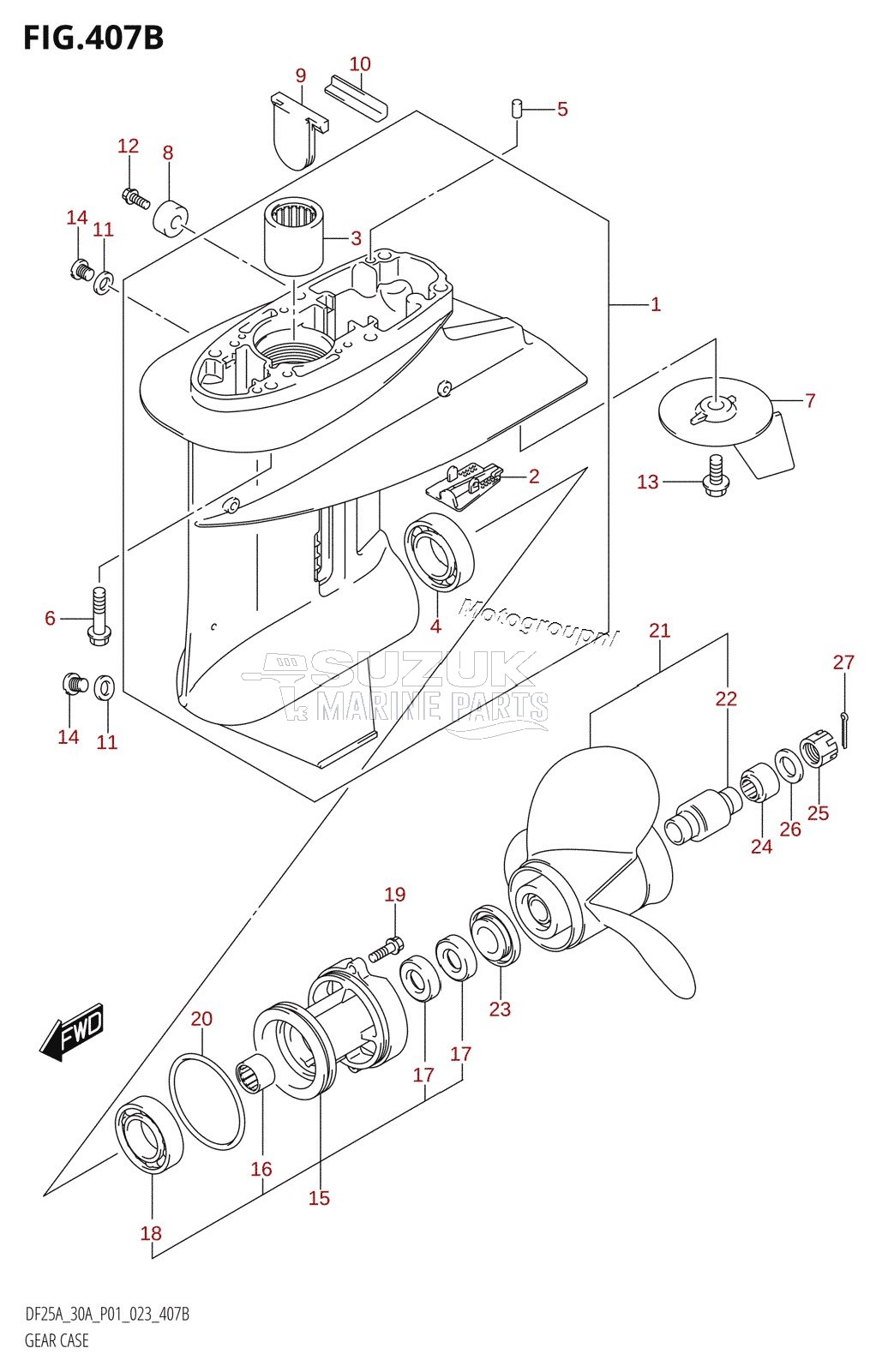 GEAR CASE (DF25AT,DF25ATH,DF30A,DF30AT,DF30ATH)