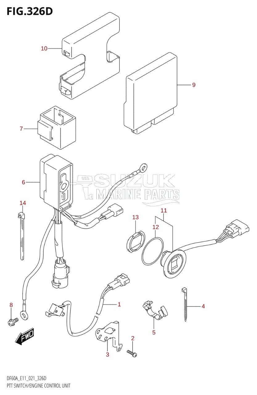 PTT SWITCH / ENGINE CONTROL UNIT (SEE NOTE)