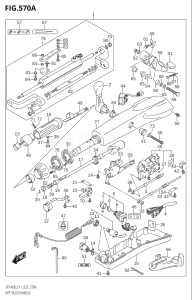 11506Z-340001 (2023) 115hp E11 E40-Gen. Export 1-and 2 (DF115BZ) DF115BZ drawing OPT:TILLER HANDLE (DF115BT,DF115BZ)