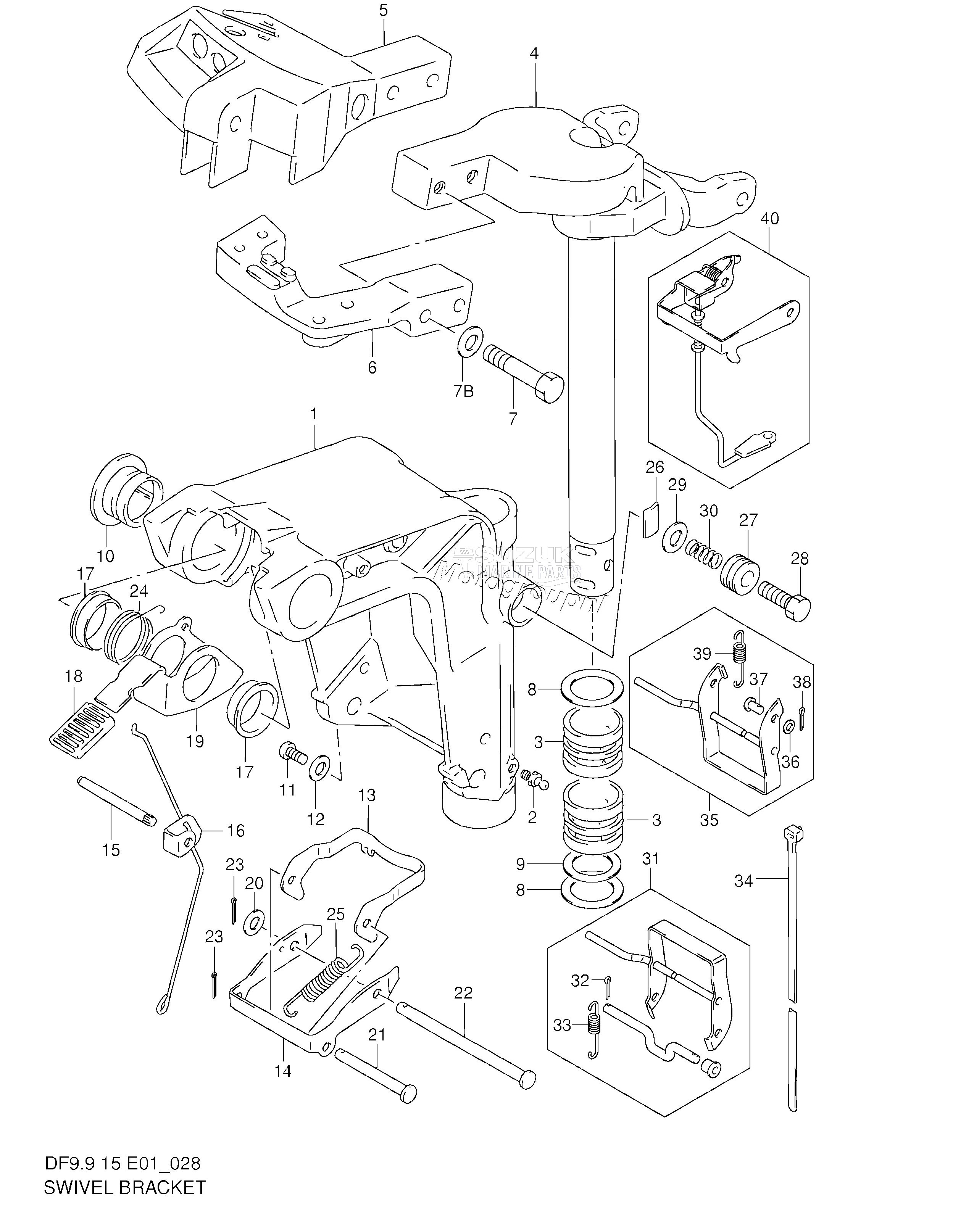 SWIVEL BRACKET (DF9.9 652501~ /​ DF15 652501~)