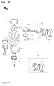 20002Z-340001 (2023) 200hp E01 E40-Gen. Export 1 - Costa Rica (DF200Z) DF200Z drawing CRANKSHAFT (DF250ST)