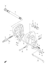 Outboard DF 25 V-Twin drawing Clamp Bracket Non-Remote Control