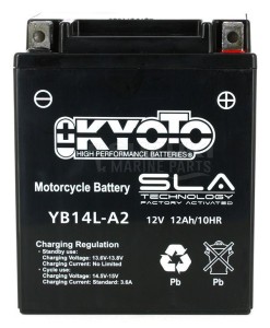 Product image: Kyoto - 512142 - Battery  YB14L-A2 SLA-AGM - Without Acid. Ready to Use 