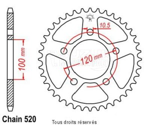 Product image: Esjot - 25288AZ47 - Chain wheel rear Bmw G650 X-Moto   Type 520/Z47 