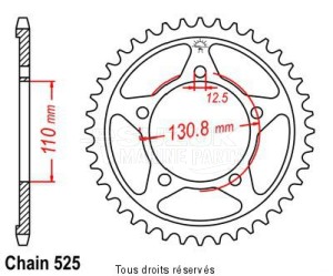 Product image: Sifam - 25280CZ44 - Chain wheel rear BMW S1000 RR   Type 525/Z44 